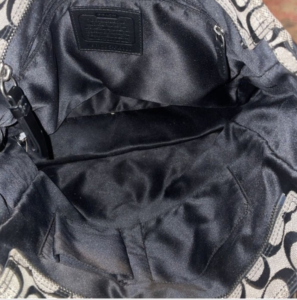 Coach Signature Jacquard Tote in Black and Gray/White - Picture 4 of 10